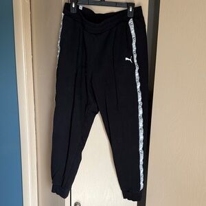 Puma Womens Black Joggers with Logo Stripe